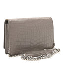 Calfskin Crocodile Embossed Kate Monogram Tassel Chain Wallet Fog