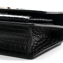 Calfskin Crocodile Embossed Monogram Sunset Chain Wallet Black