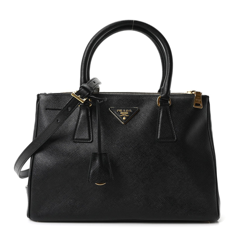 Saffiano Small Galleria Double Zip Tote Black