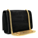 Suede Small Classic Monogram Kate Tassel Satchel Black