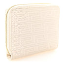 Calfskin Icon Quilted Compact Zip Around Wallet White