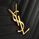 Grain De Poudre Matelasse Chevron Monogram Envelope Chain Wallet Black