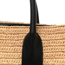 Raffia Calfskin Rive Gauche Tote Naturale Black