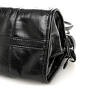 Glossy Calfskin Triangle Medium Bonnie Shoulder Bag Black