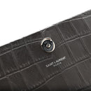 Calfskin Crocodile Embossed Medium Classic Monogram Kate Tassel Satchel Storm