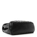 Calfskin Y Quilted Monogram Small Loulou Chain Satchel Black