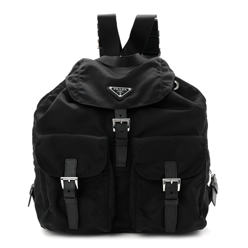 Tessuto Nylon Saffiano Medium Backpack Black