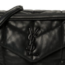 Lambskin Quilted Monogram Monochrome Medium Loulou Puffer Chain Satchel Black