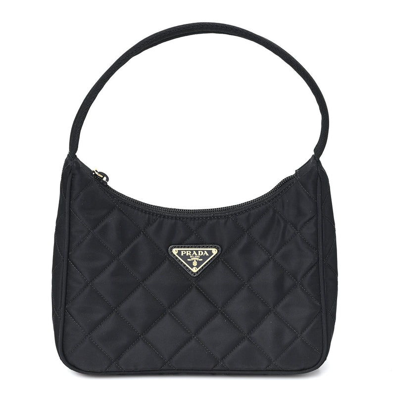 Tessuto Nylon Stitched Shoulder Bag Black