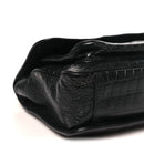 Crocodile Embossed Lambskin Monogram Medium Niki Chain Satchel Black