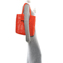 Yarn Raffia Effect Crochet Logo Embroidered Tote Bag Arancio