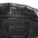 Crocodile Embossed Lambskin Monogram Medium Niki Chain Satchel Black