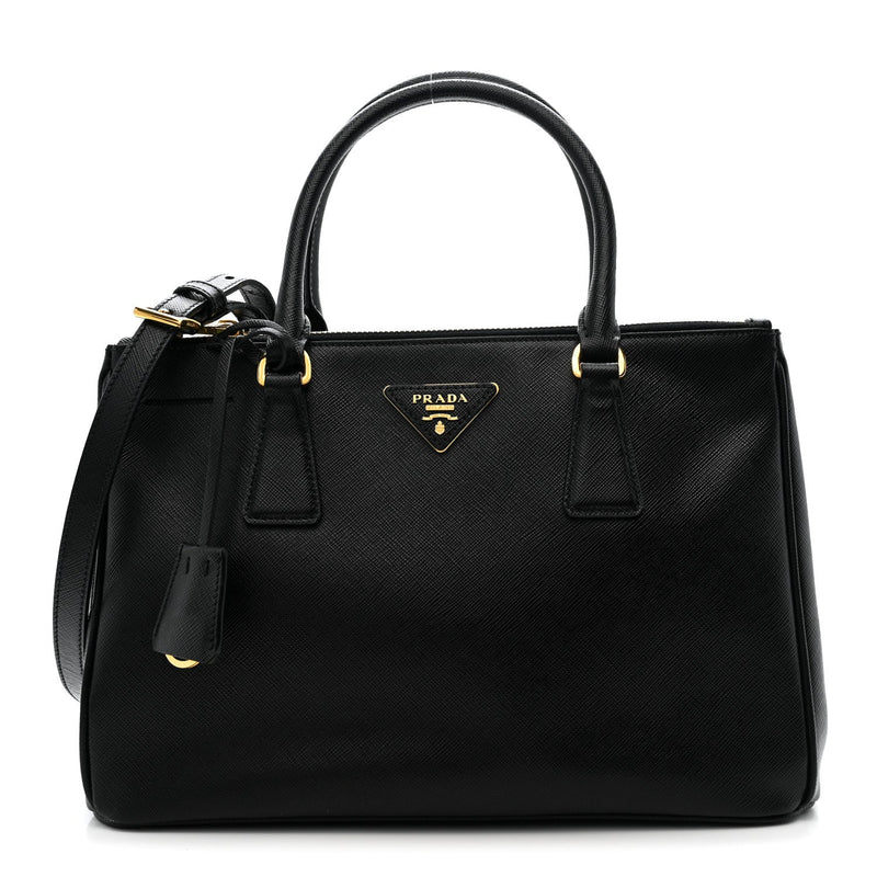 Saffiano Small Galleria Double Zip Tote Black
