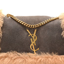 Shearling Calfskin Small Reversible Monogram Kate Satchel Ecru Dark Brown
