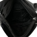 Tessuto Nylon Saffiano Double Buckle Messenger Shoulder Bag Black