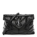 Lambskin Quilted Monogram Monochrome Medium Loulou Puffer Chain Satchel Black