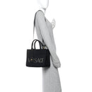 Canvas Studded Small Logo Tote Bag Black