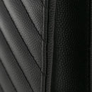Grain De Poudre Matelasse Chevron Monogram Envelope Chain Wallet Black