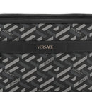 Coated Canvas La Greca Signature  Black Gray