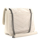Crinkled Calfskin Matelasse Monogram Baby Niki Chain Satchel Blanc Vintage