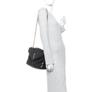 Calfskin Y Quilted Monogram Medium Loulou Chain Satchel Black