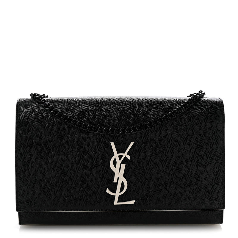 Grain De Poudre Medium Classic Monogram Kate Satchel Black White