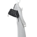 Antiqued Calfskin Triangle Medium Bonnie Shoulder Bag Black