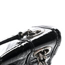 Patent Crocodile Embossed Lambskin Monogram Medium Niki Chain Satchel Black