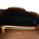 Nubuck Shearling Chevron Monogram Medium College Bag Dark Cigar Natural Beige