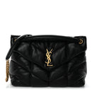 Lambskin Quilted Medium Loulou Puffer Monogram Chain Satchel Black