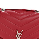 Calfskin Y Quilted Monogram Medium Loulou Chain Satchel Lipstick Red