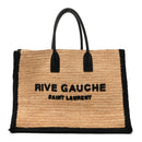 Raffia Calfskin Rive Gauche Tote Naturale Black