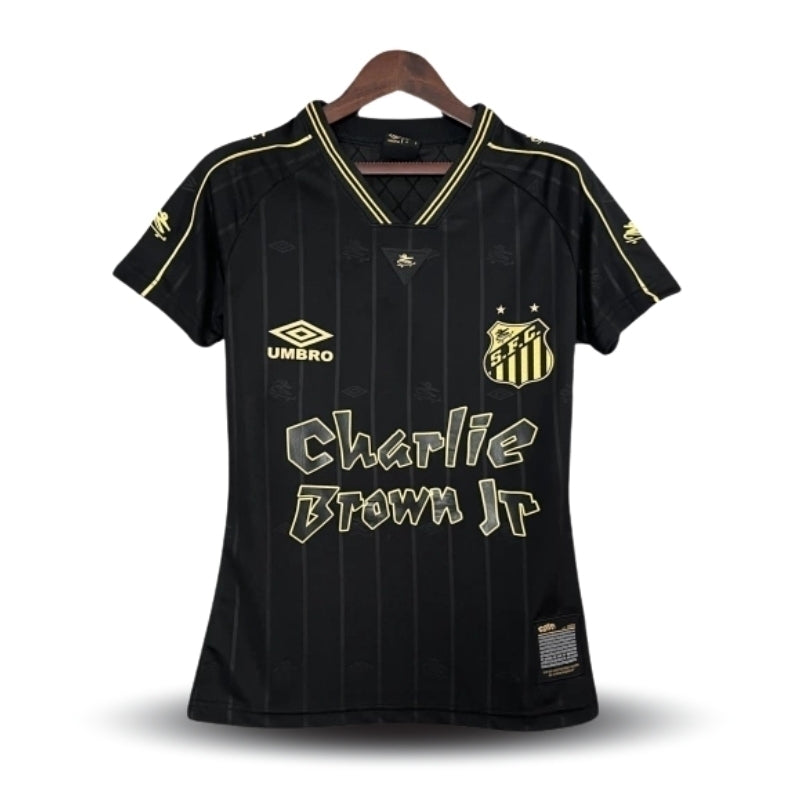 Santos 24/25 Charlie Brown Jr Women's Jersey - Black - Fan Version | Free Shipping + Keychain Gift