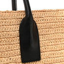 Raffia Calfskin Rive Gauche Tote Naturale Black