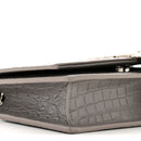 Calfskin Crocodile Embossed Kate Monogram Tassel Chain Wallet Fog