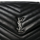 Calfskin Y Quilted Monogram Large Loulou Chain Satchel Black