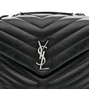 Calfskin Y Quilted Monogram Medium Loulou Chain Satchel Black