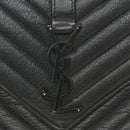 Sheepskin Matelasse Chevron Monogram Monochrome Medium College Bag Black