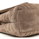Suede Y Quilted Monogram Medium Loulou Chain Satchel Taupe