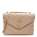 Calfskin Y Quilted Monogram Medium Loulou Chain Satchel Dark Beige