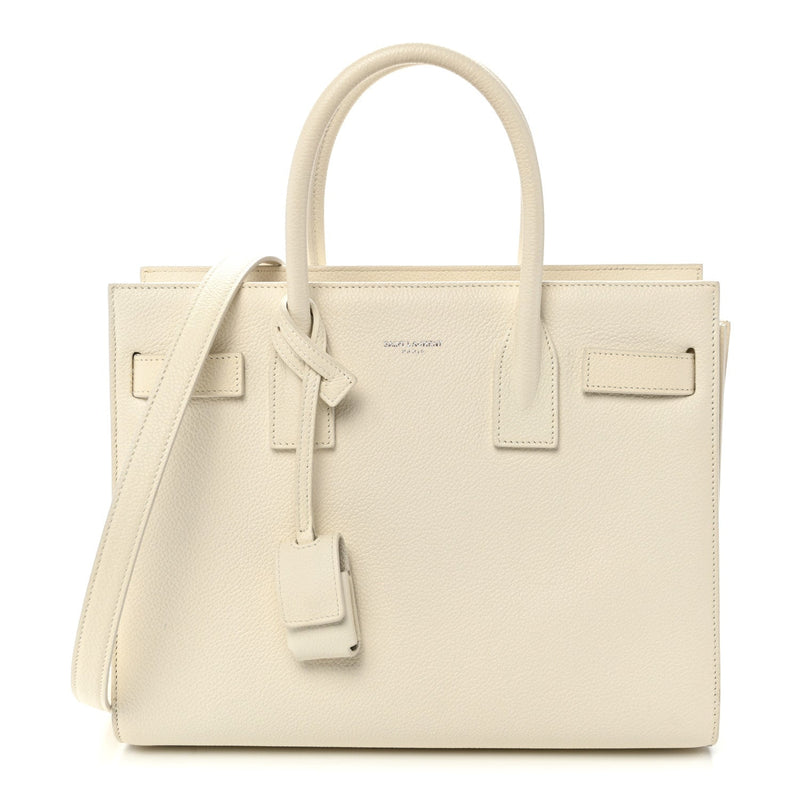 Grained Calfskin Baby Sac De Jour White