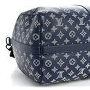 Calfskin Shadow Monogram Keepall Bandouliere 50 Ink Blue White