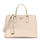 Saffiano Lux Medium Galleria Double Zip Tote Talco