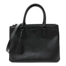 Saffiano Lux Monochrome Large Galleria Double Zip Tote Black