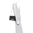 Calfskin Medallion Tribute Shoulder Bag  Black