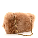 Shearling Calfskin Small Reversible Monogram Kate Satchel Ecru Dark Brown