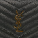 Grain De Poudre Matelasse Chevron Monogram Envelope Chain Wallet Black