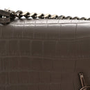 Calfskin Crocodile Embossed Medium Monogram Sunset Fog