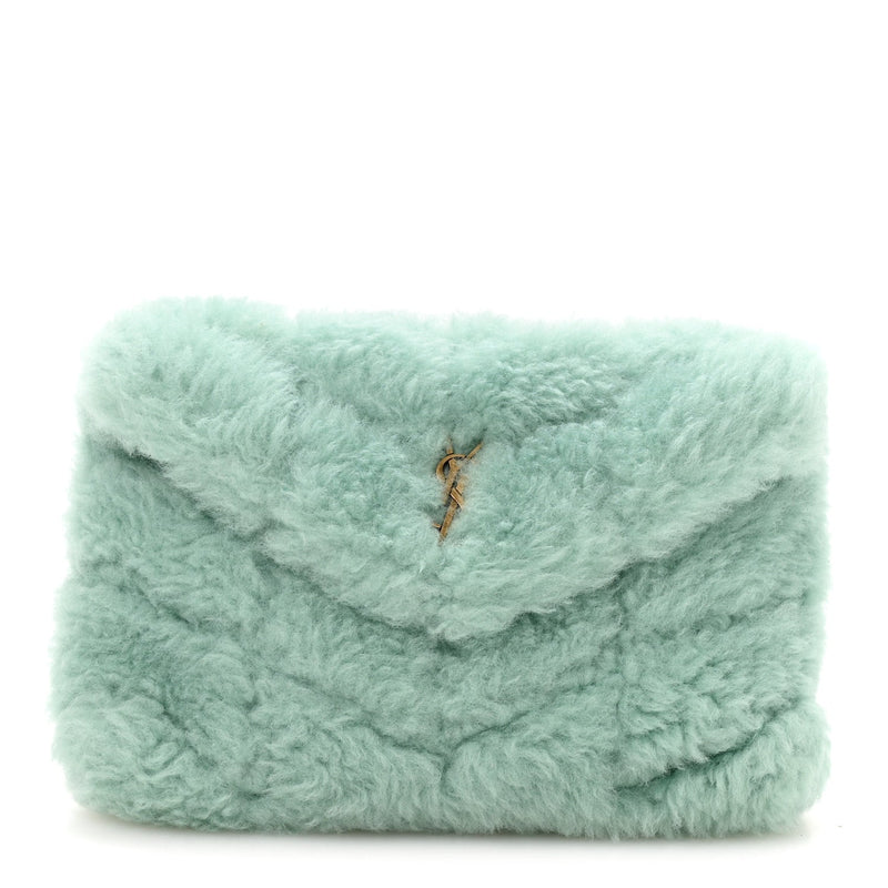 Shearling Quilted Monogram Loulou Puffer Pouch Clutch Iced Mint
