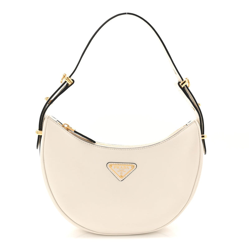 Soft Calfskin Small Arque Shoulder Bag White